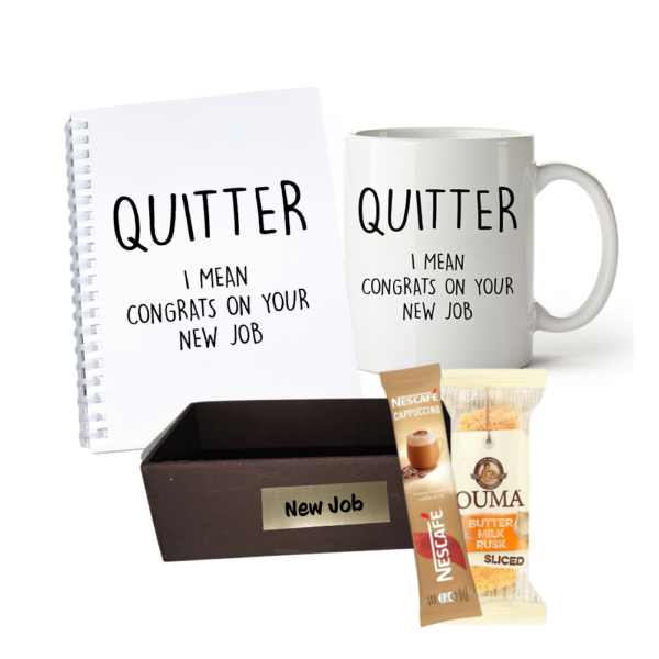 Quitter notebook and mug set