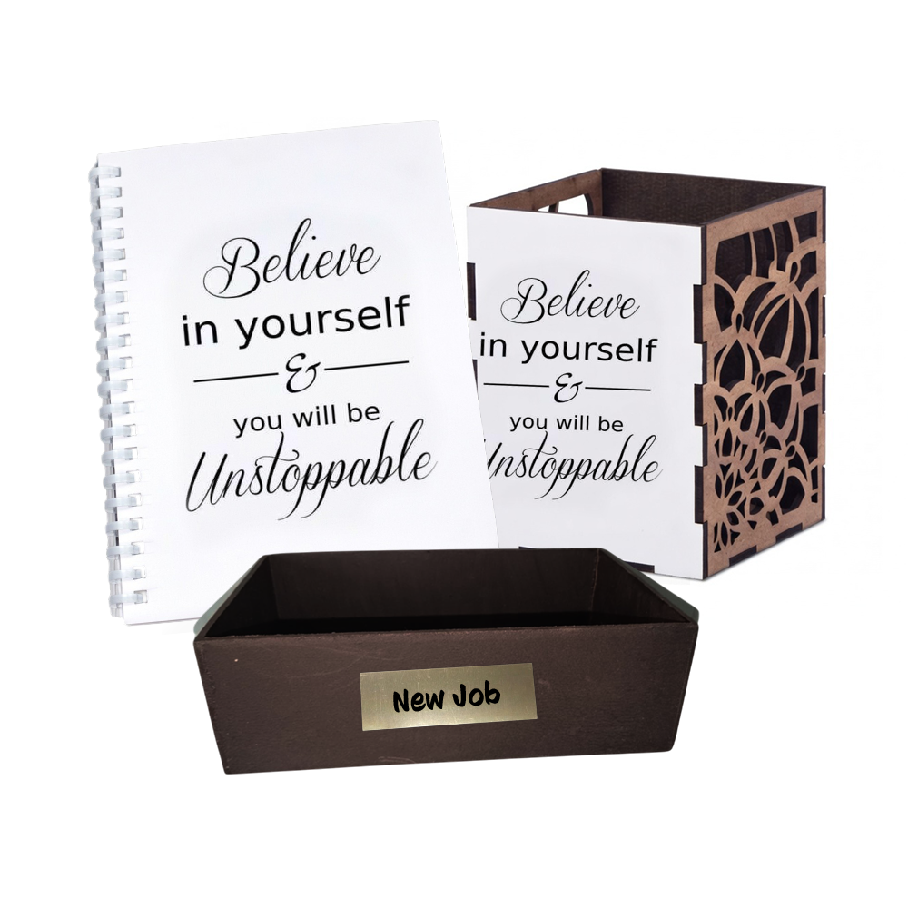 Believe pencil holder and notebook gift set